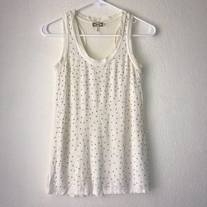 Cream racerback tank top with gold studs
